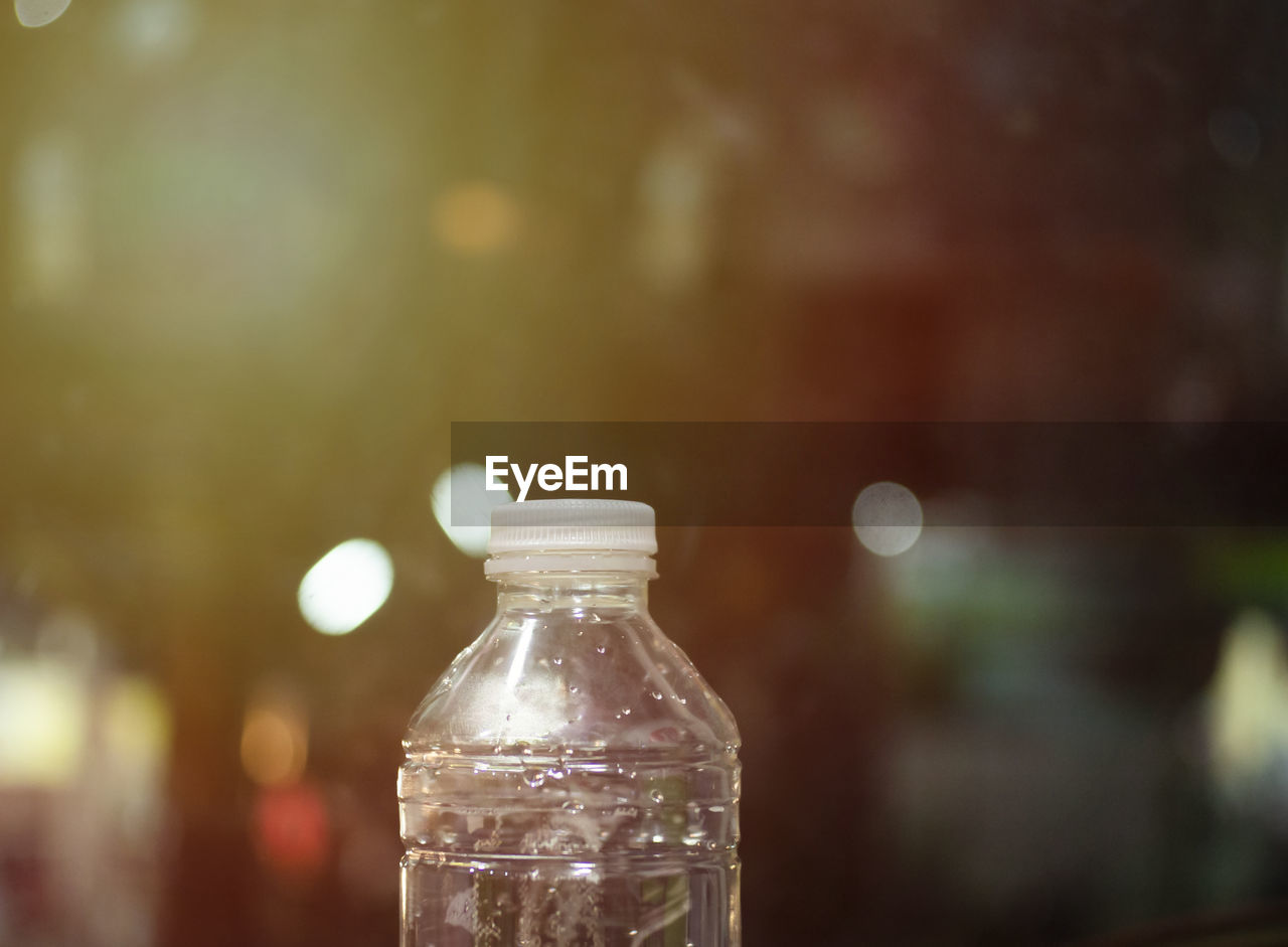 Plastic bottles on the background bokeh