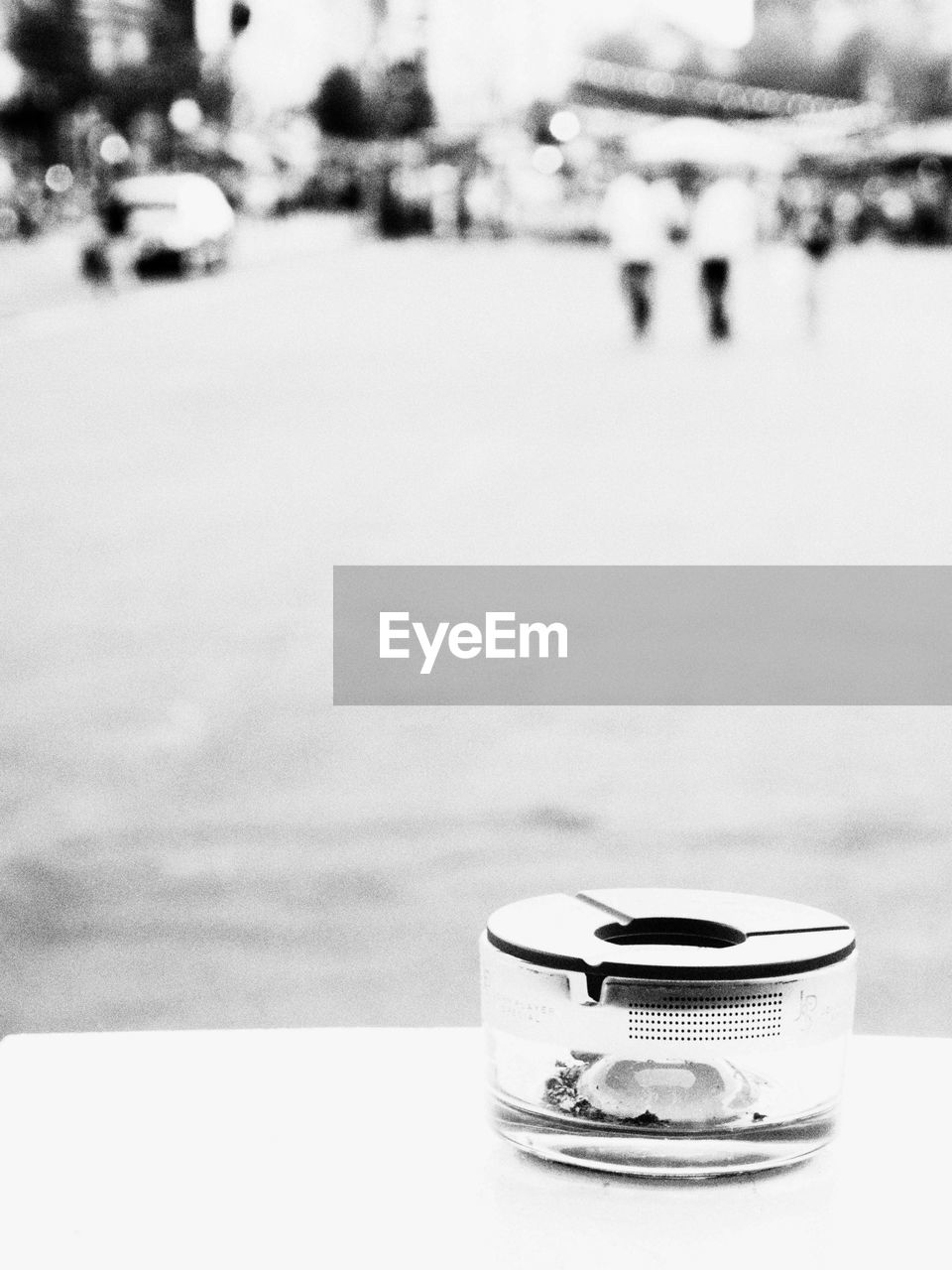 Close-up of ashtray on table