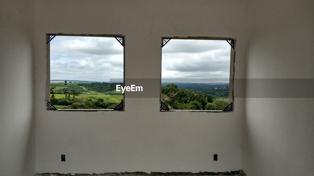 Scenic view of sky seen through window