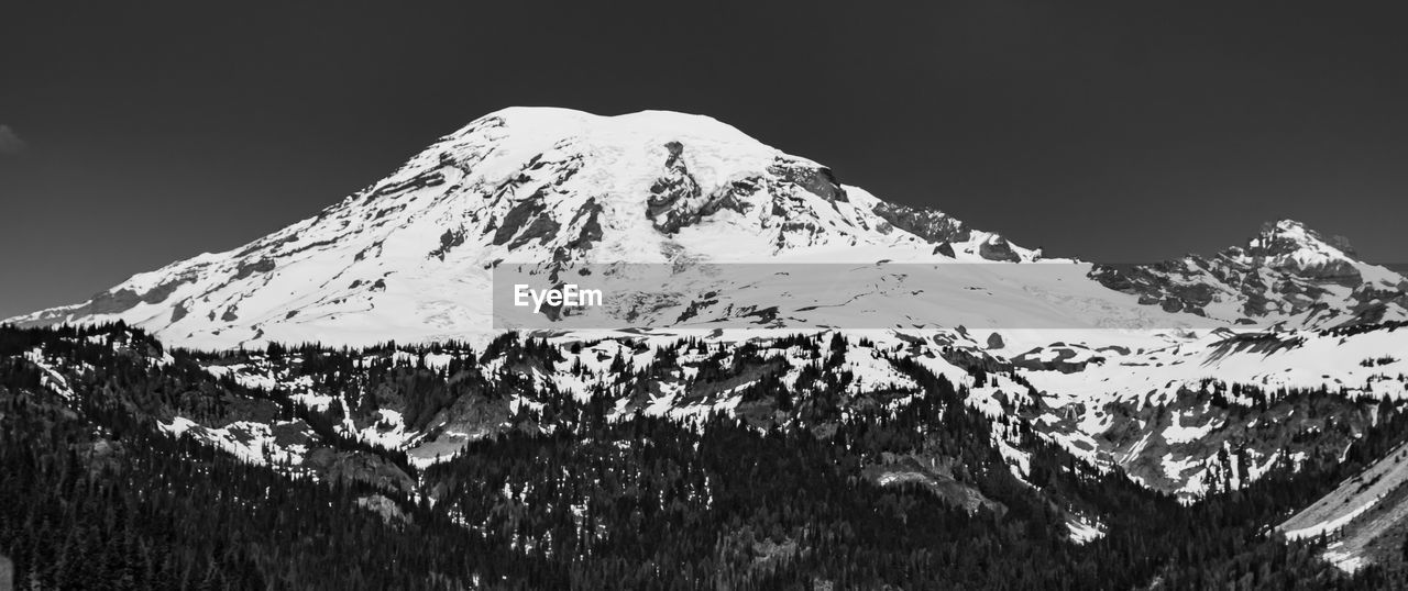 SNOWCAPPED MOUNTAINS AGAINST CLEAR SKY