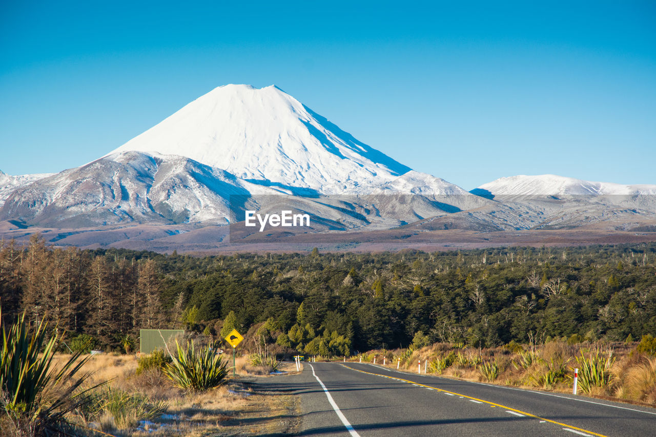 Road in tongariro national park, new zealand