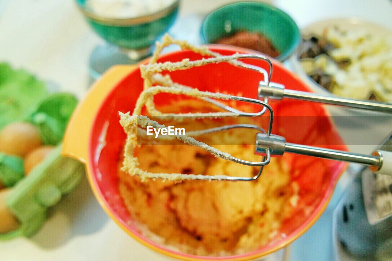 High angle view of electric mixer