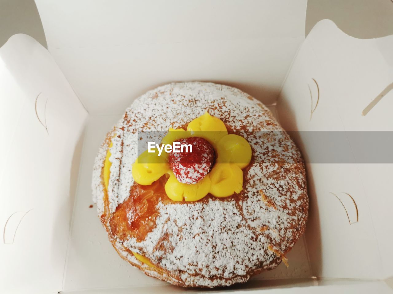food and drink, food, indoors, sweet food, baked, freshness, sweet, healthy eating, fruit, no people, dessert, egg, produce, cake, table, plate, still life, high angle view, directly above, icing, breakfast, meal