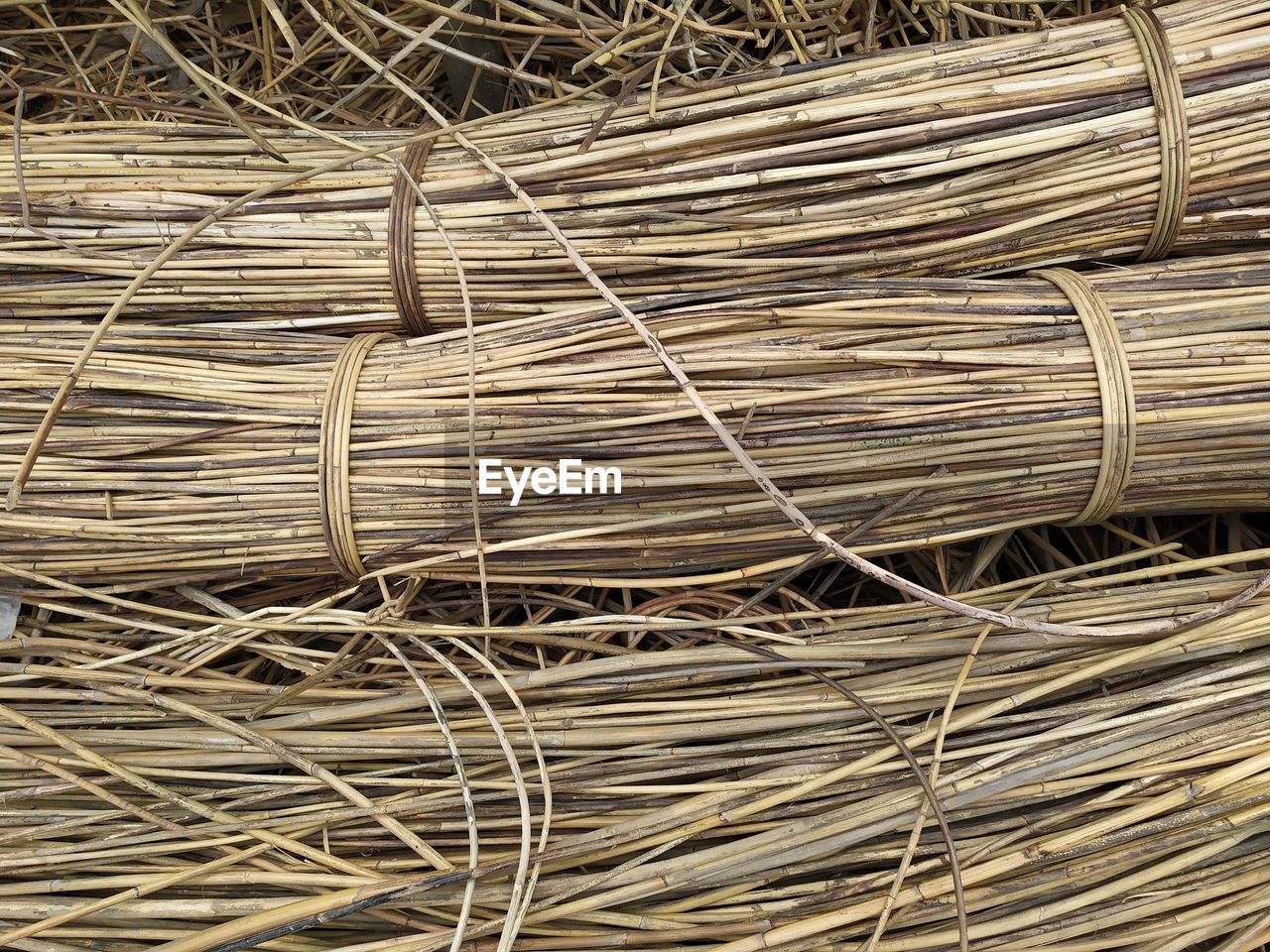 Full frame shot pile of raw rattan