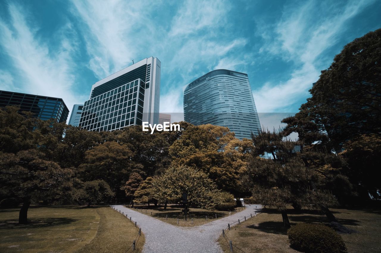 Low angle view of buildings against sky