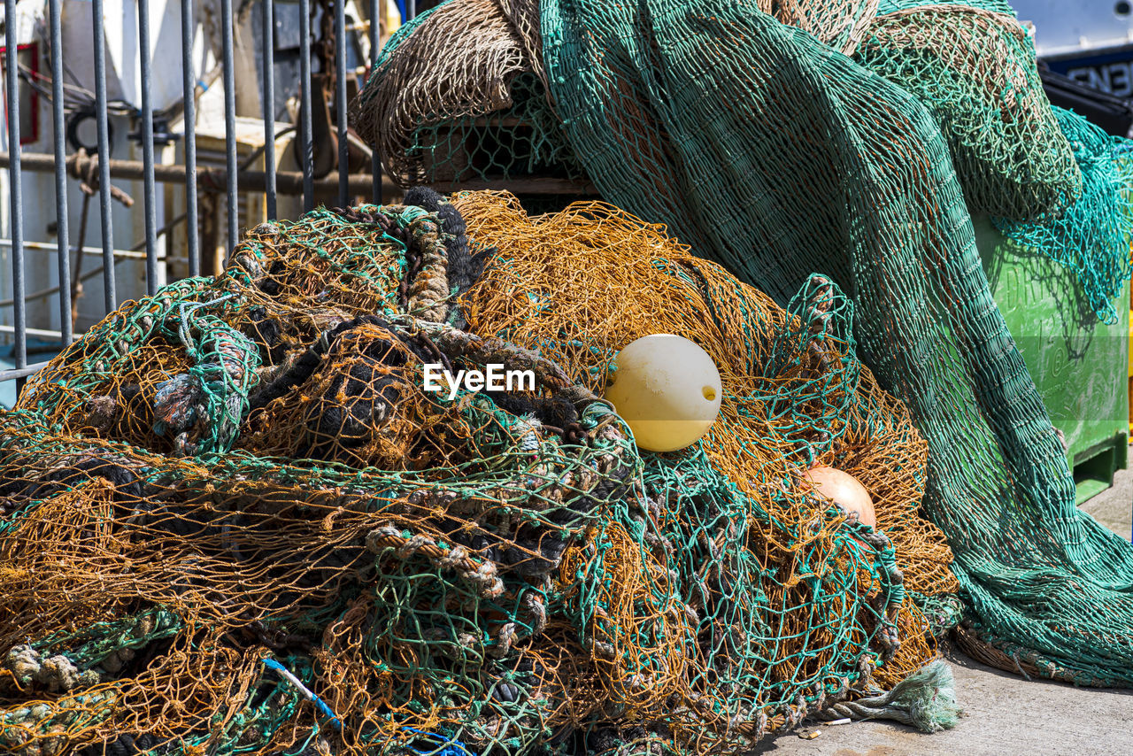 View of fishing net on harbor