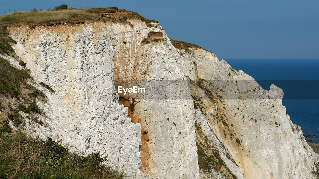 ROCK FORMATIONS IN SEA AGAINST SKY