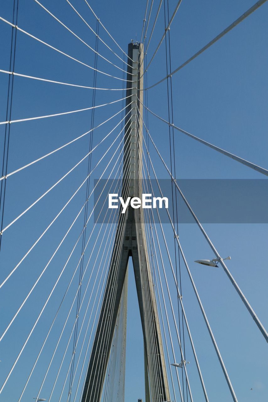 LOW ANGLE VIEW OF SUSPENSION BRIDGE AGAINST SKY