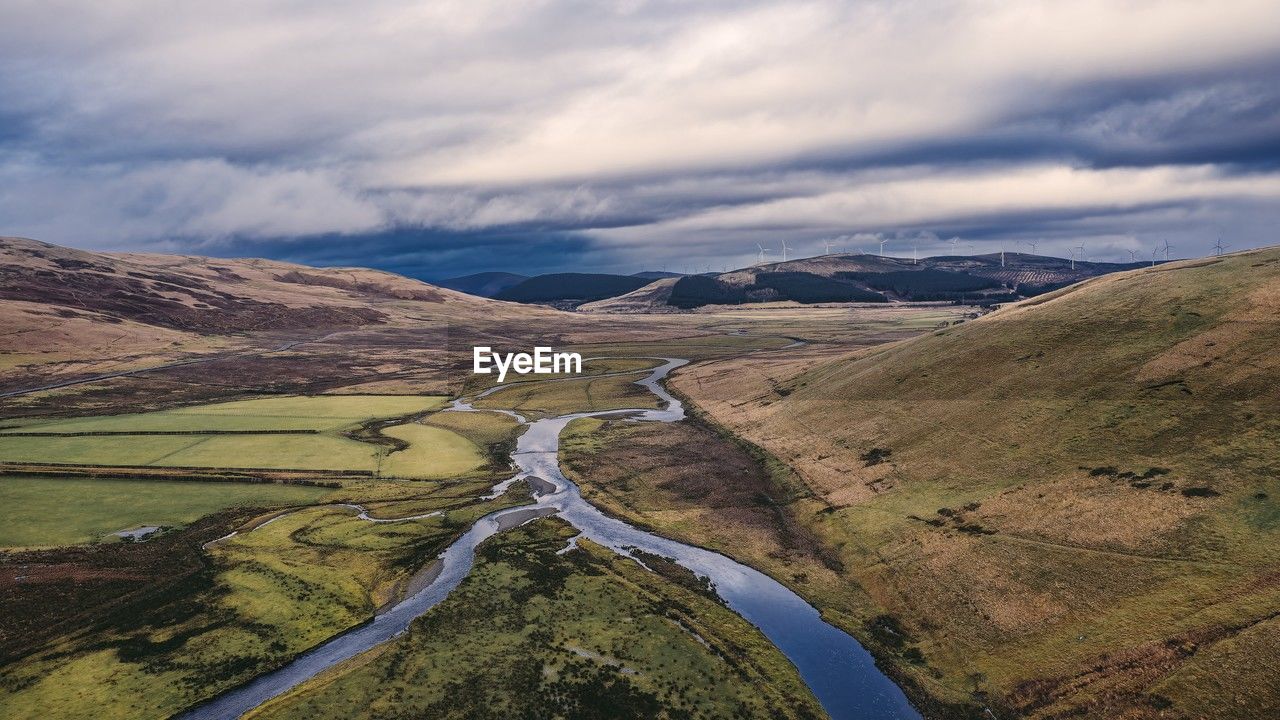 high angle view of landscape against sky