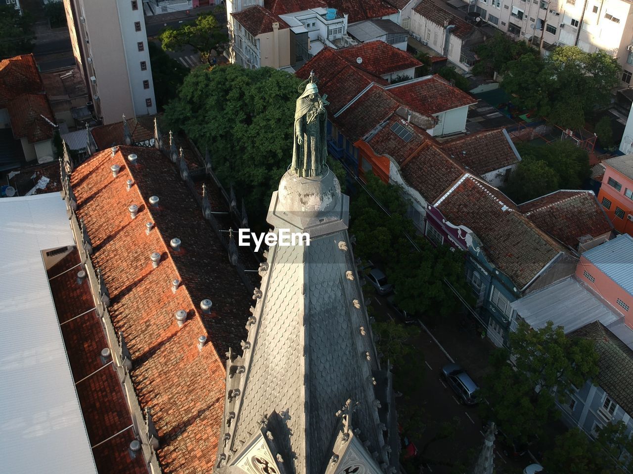 High angle view of buildings in city