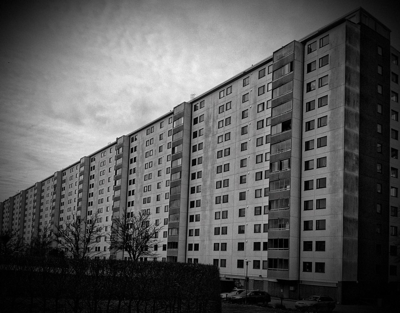 Lawn in front of apartment building