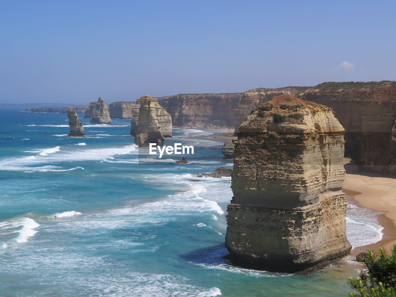 Scenic view of sea against clear sky