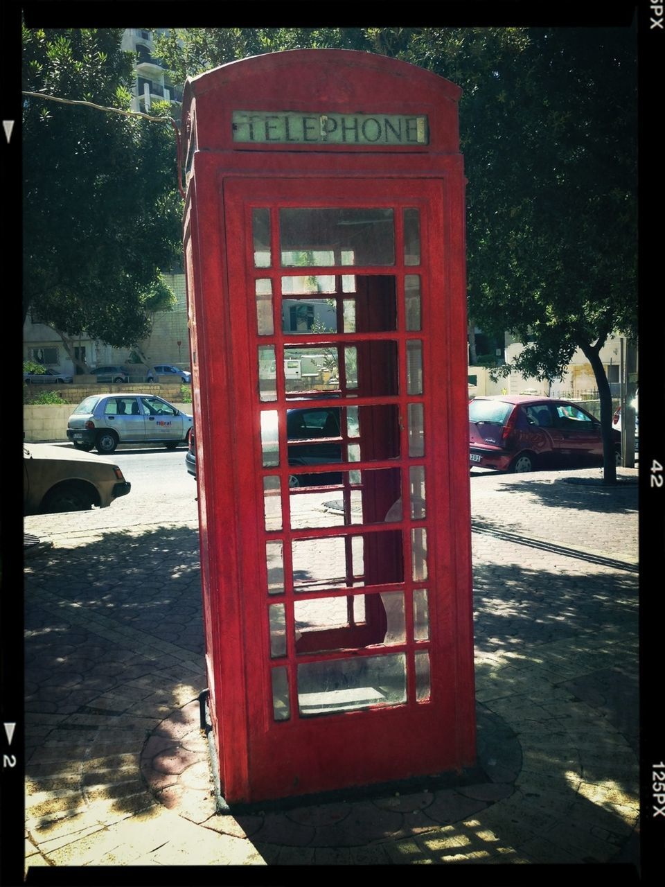 Telephone booth on roadside