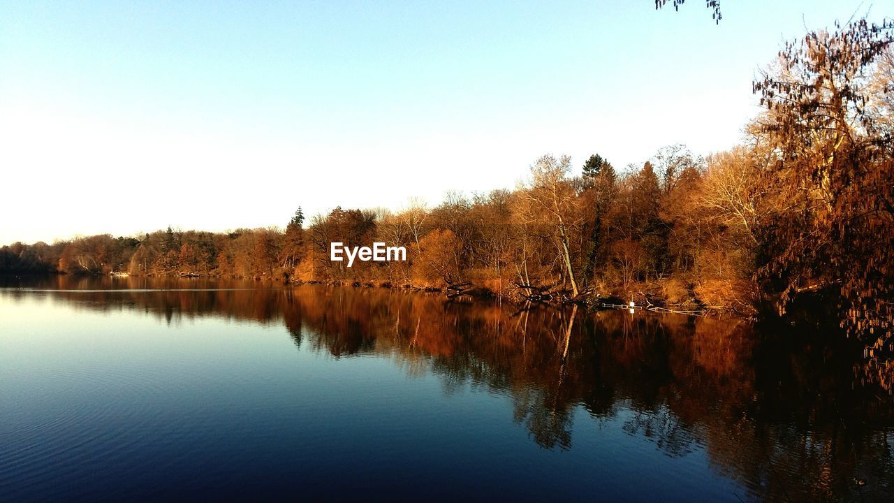 Reflection of trees in lake against sky during autumn