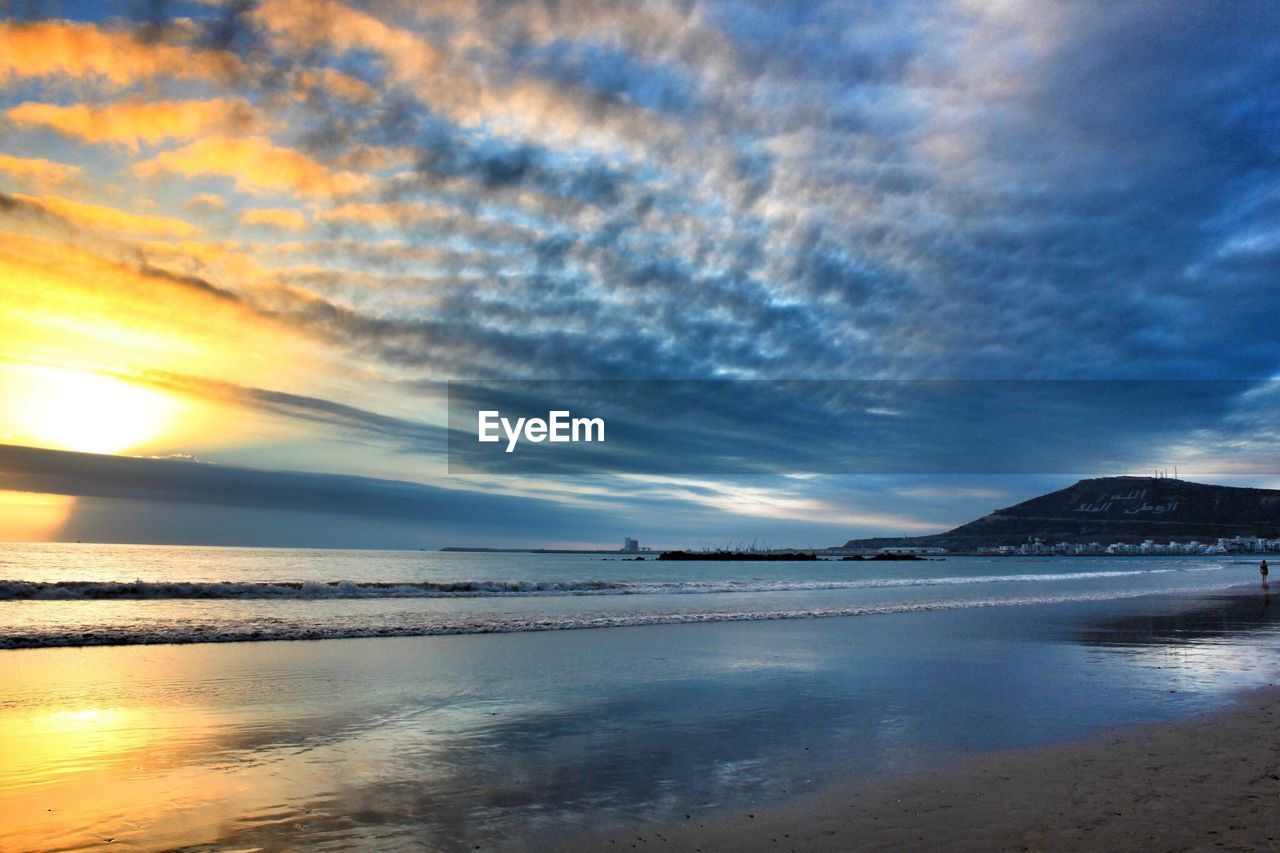 Scenic view of sunset against cloudy sky during sunset