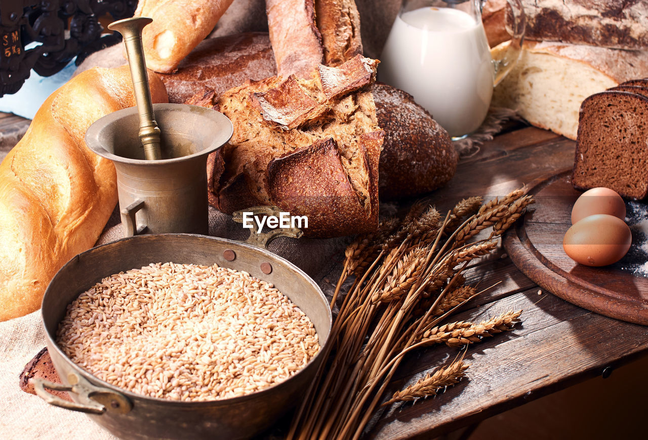 CLOSE-UP OF BREAKFAST ON TABLE