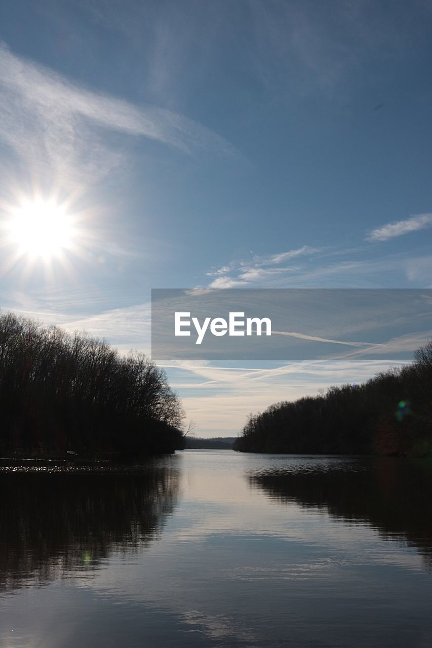 SCENIC VIEW OF LAKE BY TREES AGAINST SKY