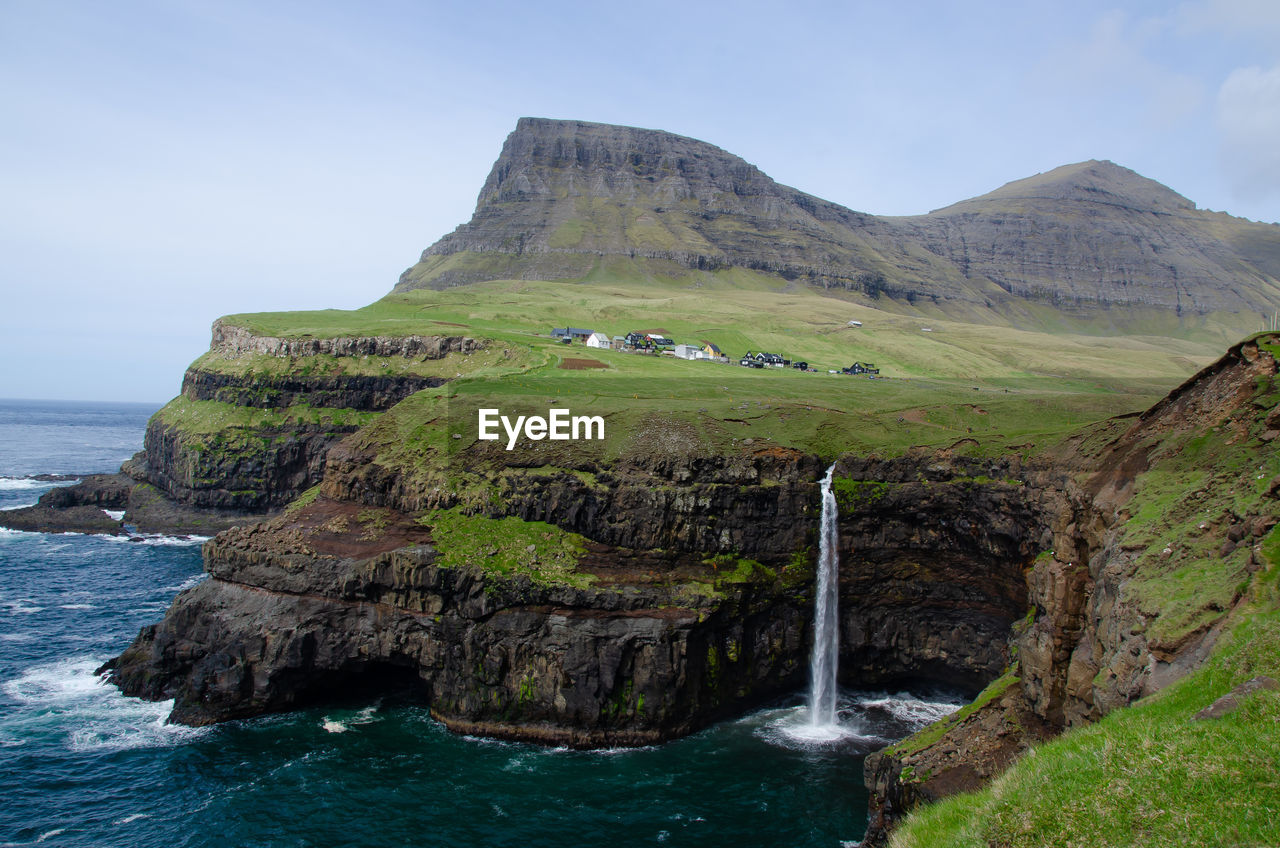 SCENIC VIEW OF SEA BY ROCKS AGAINST SKY