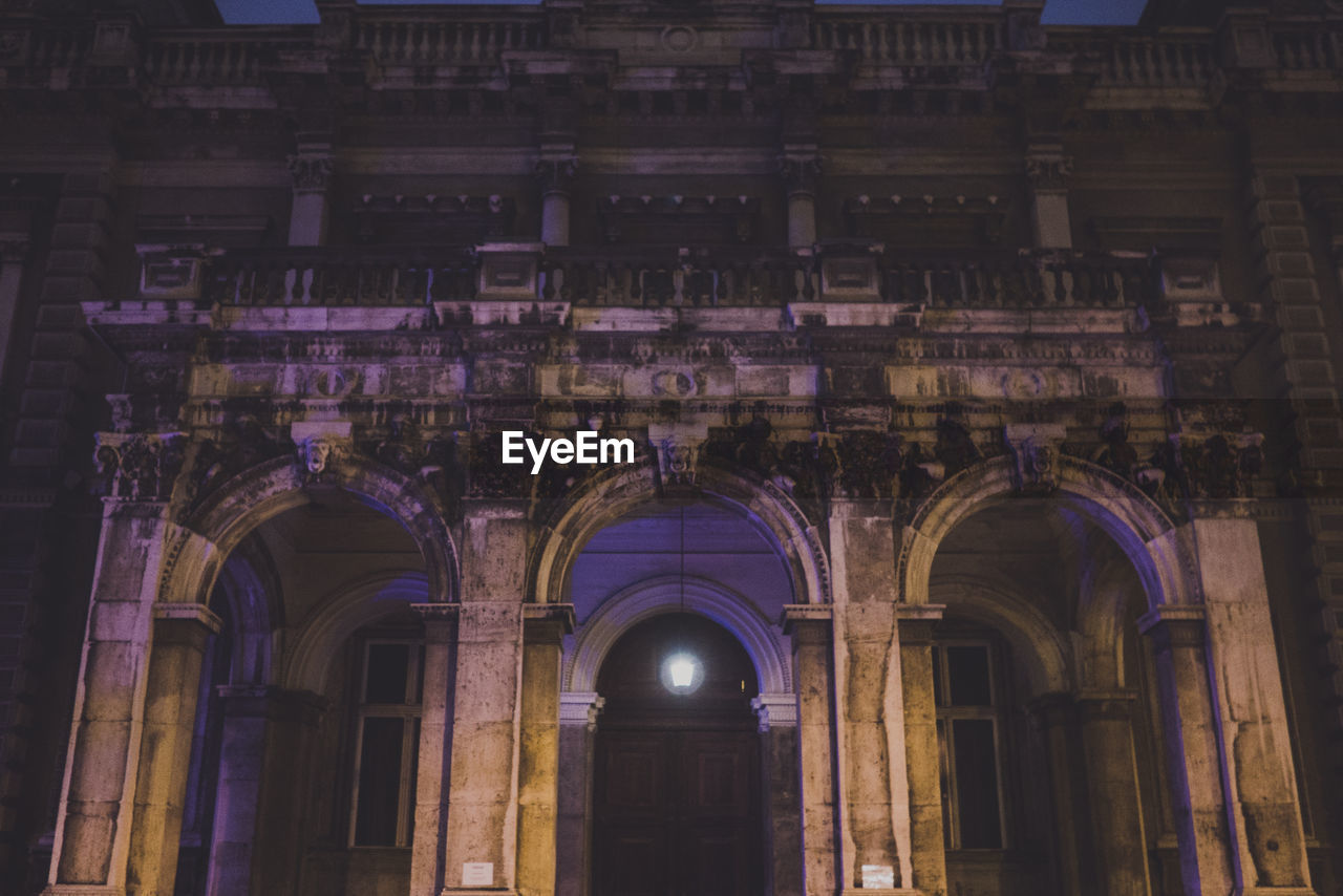 Illuminated historic building at night