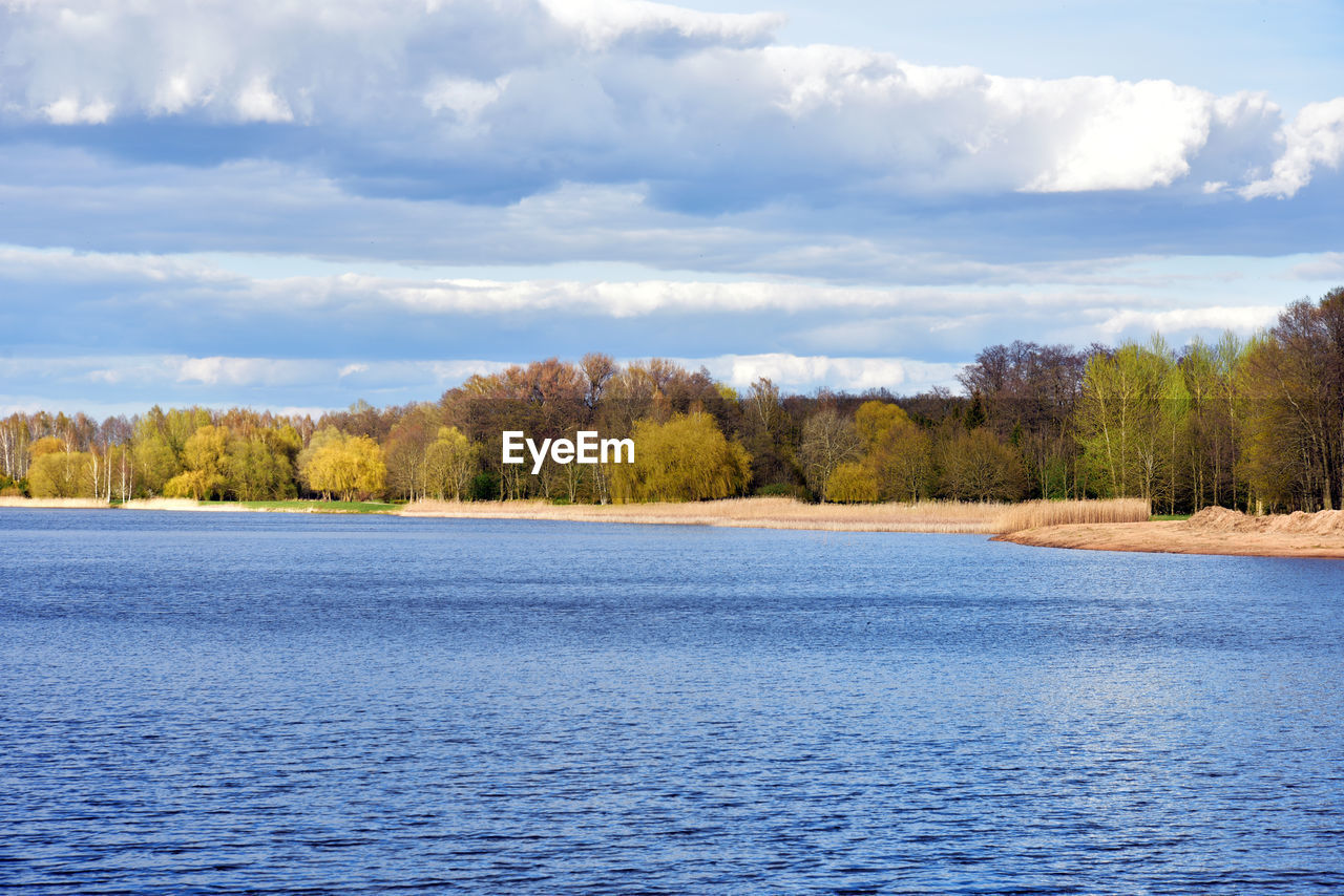 Scenic view of lake against sky during autumn