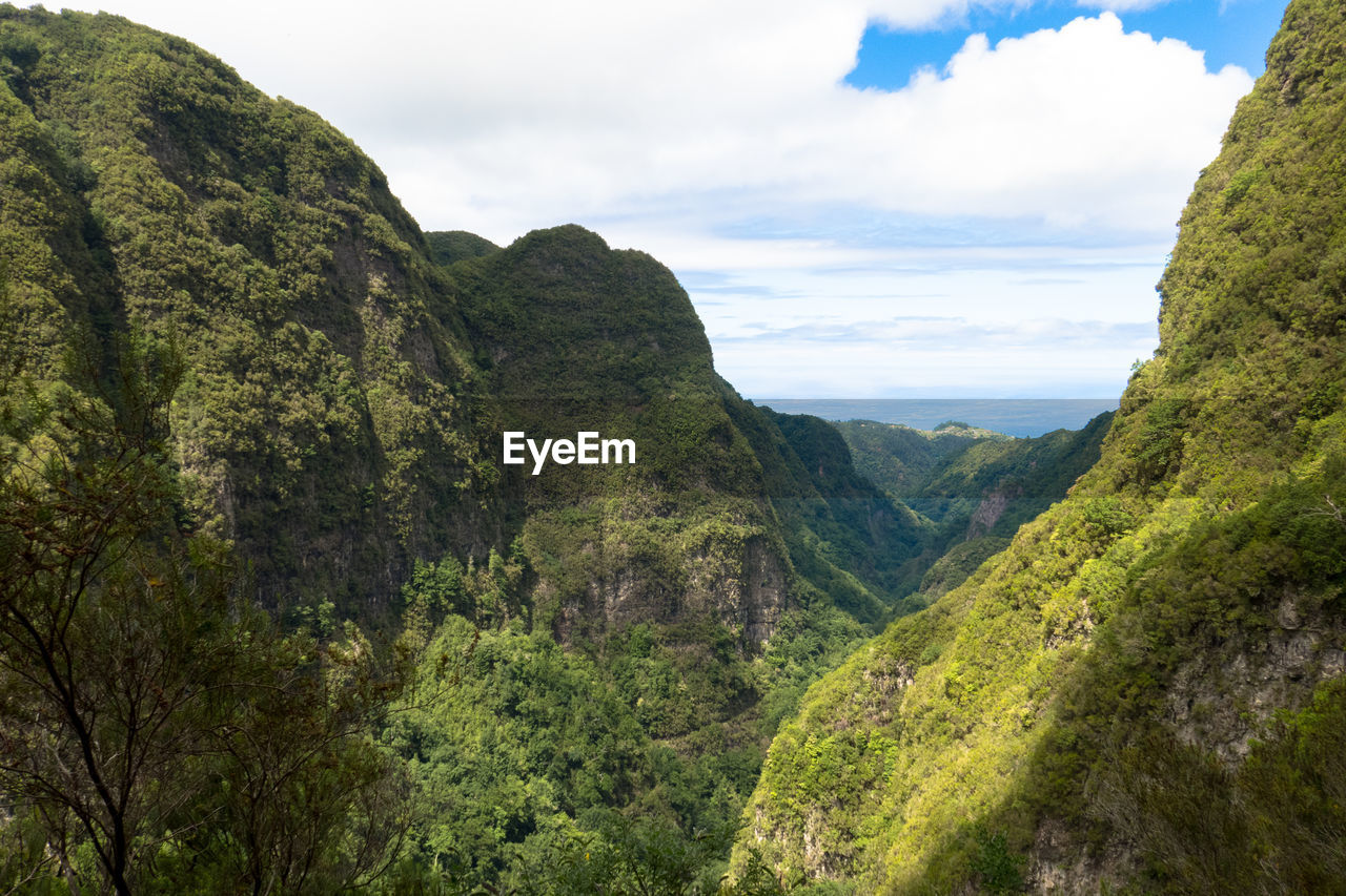 Scenic view of mountains against sky