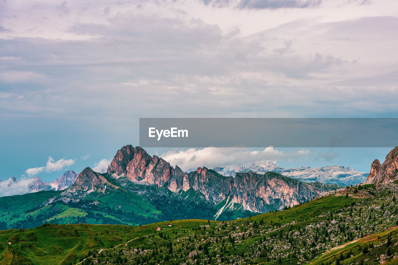 Red mountains in the dolomites, italy.