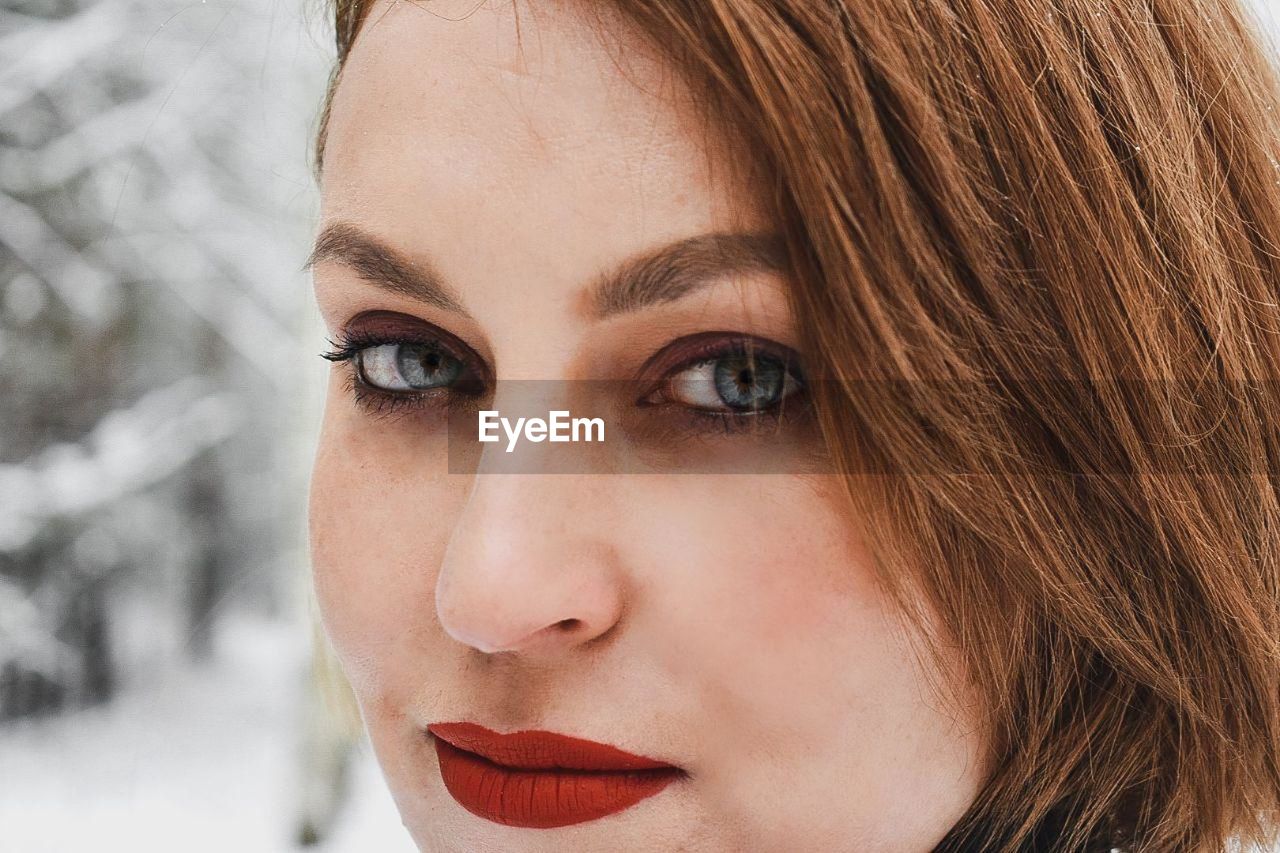 Close-up portrait of a beautiful woman