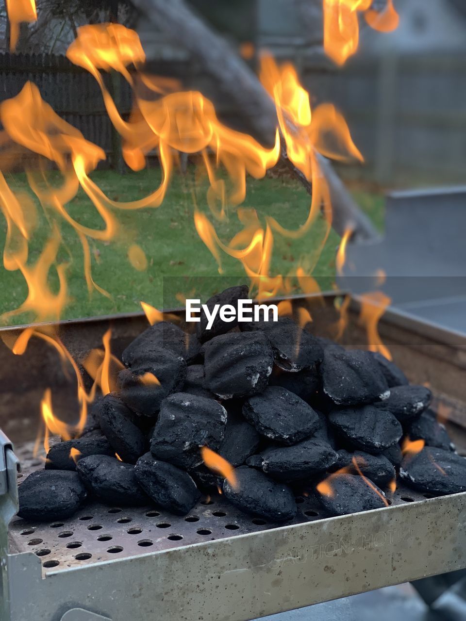 Close-up of charcoal briquettes