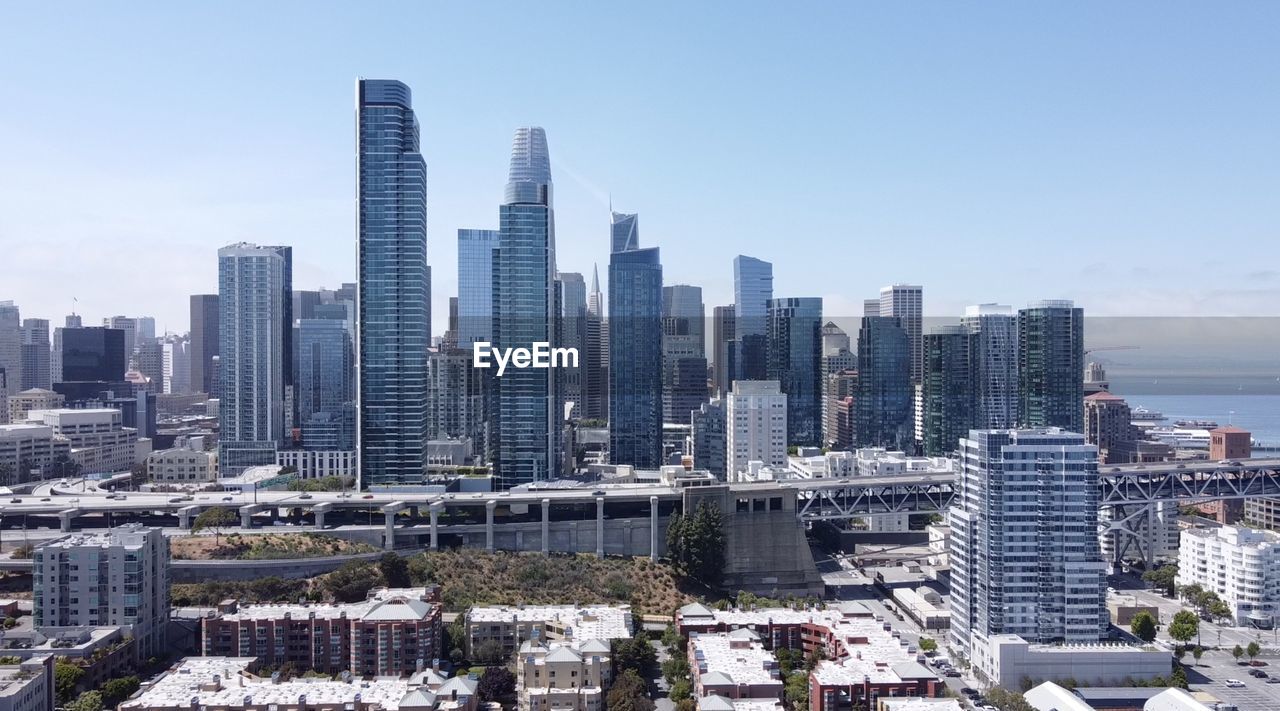 Aerial drone view of downtown san francisco 