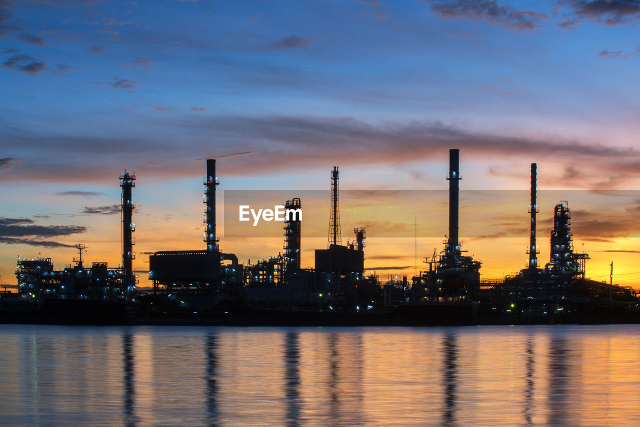 FACTORY AGAINST SKY AT SUNSET