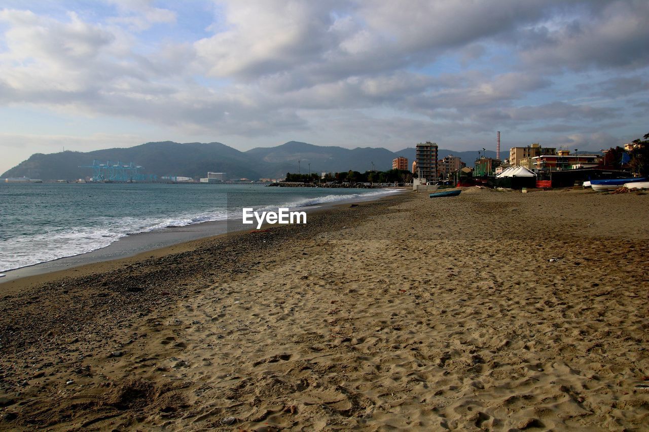 Scenic view of beach against sky