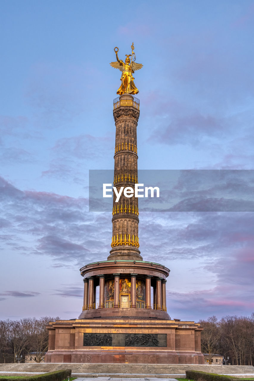 The victory column in the tiergarten in berlin, germany, after sunset