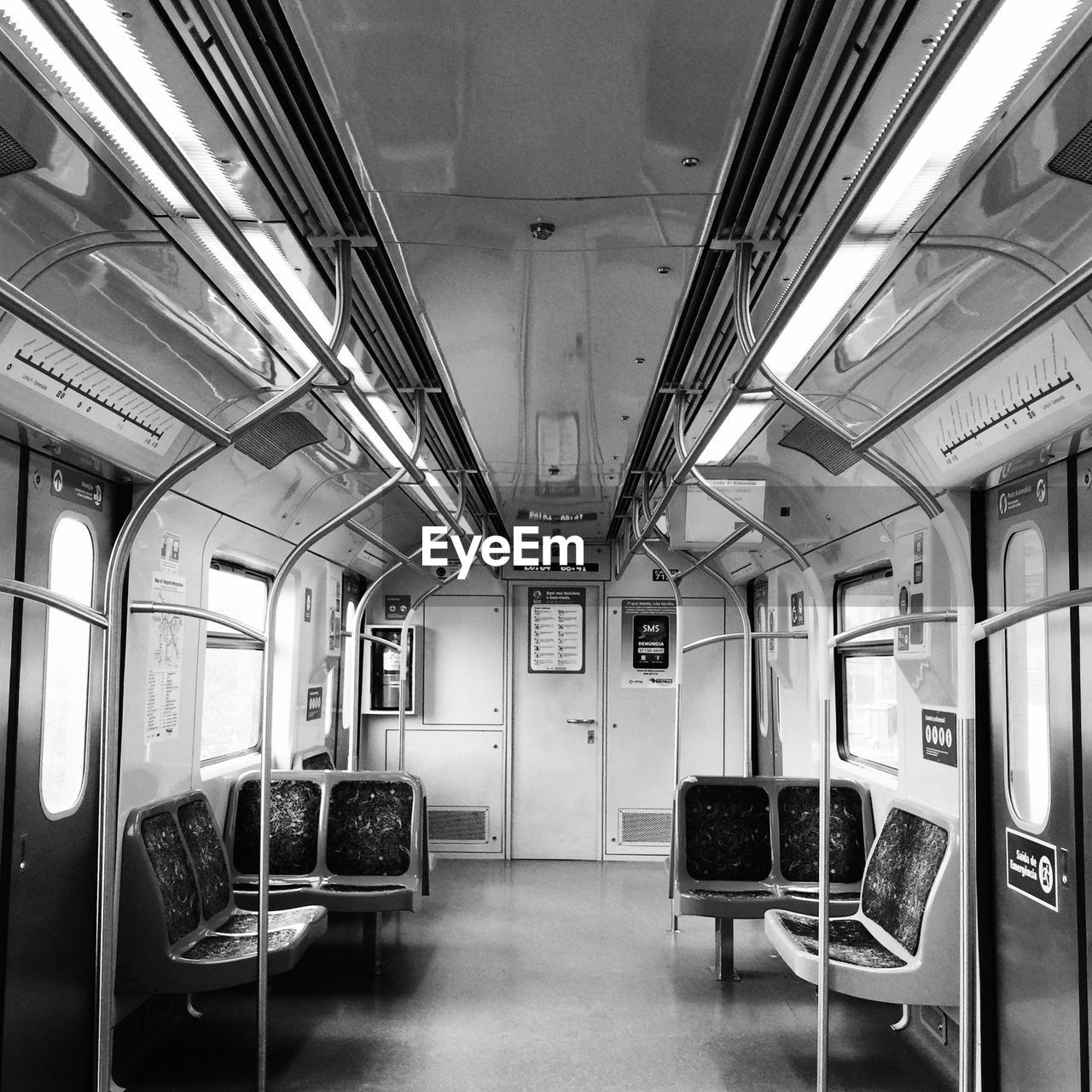 Interiors of subway train