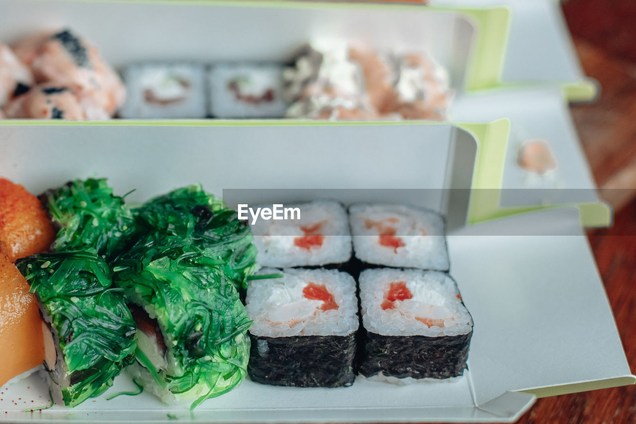 high angle view of food on table