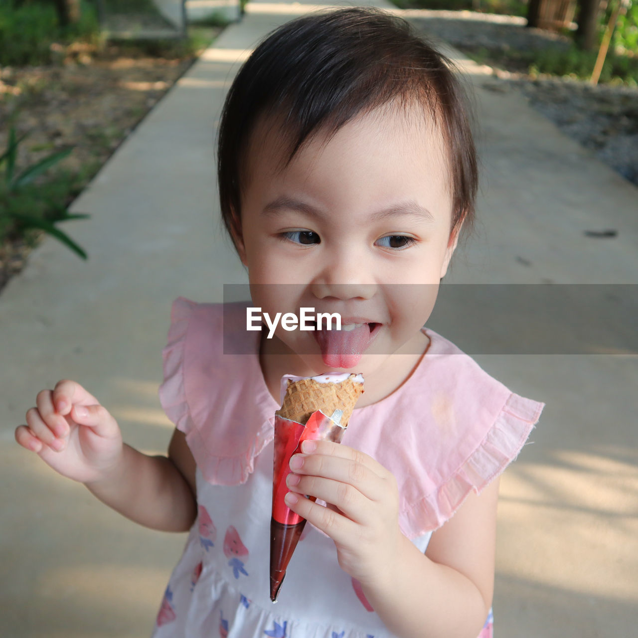 Portrait of cute girl holding ice cream