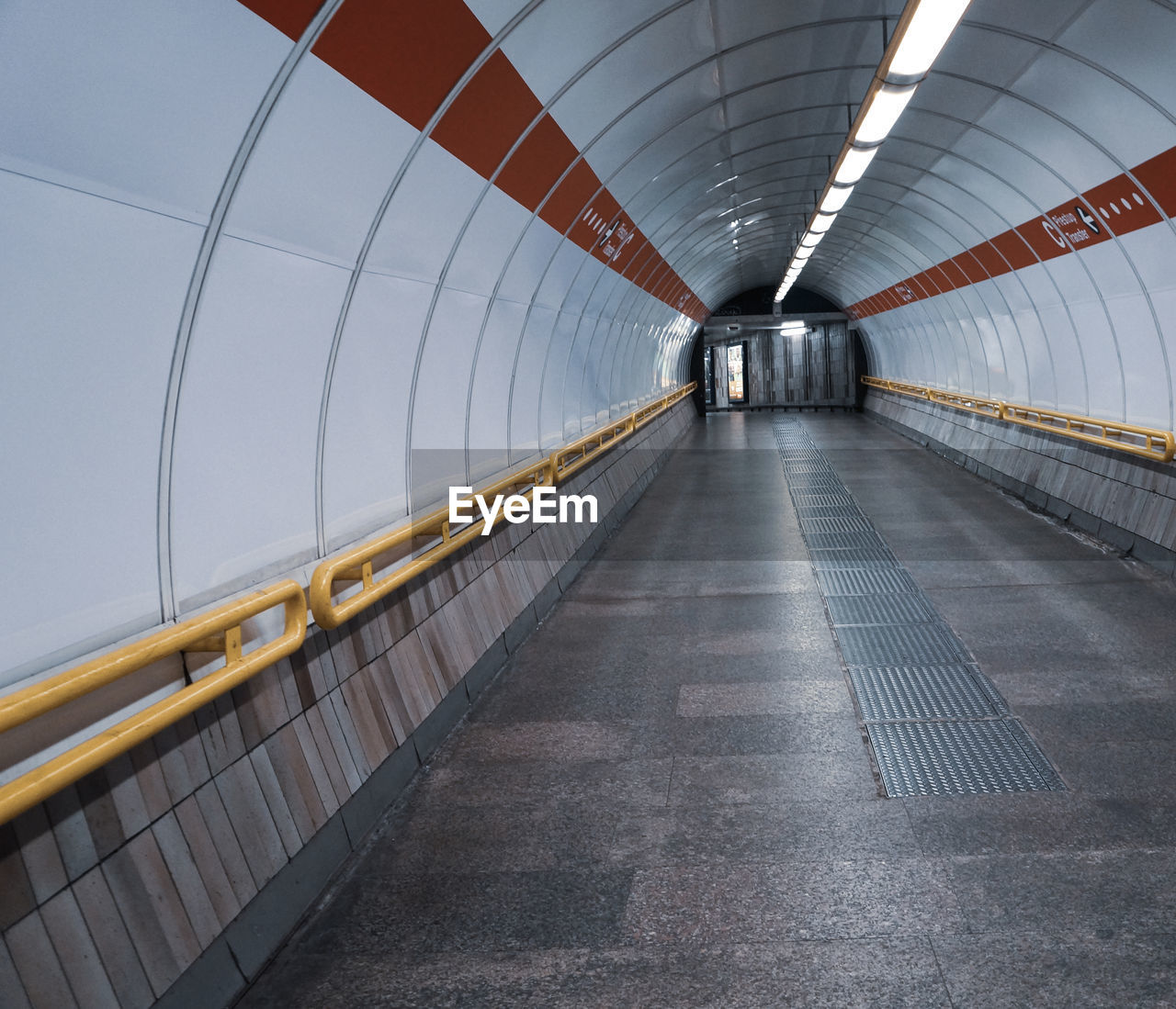 View of subway station transfer tunnel