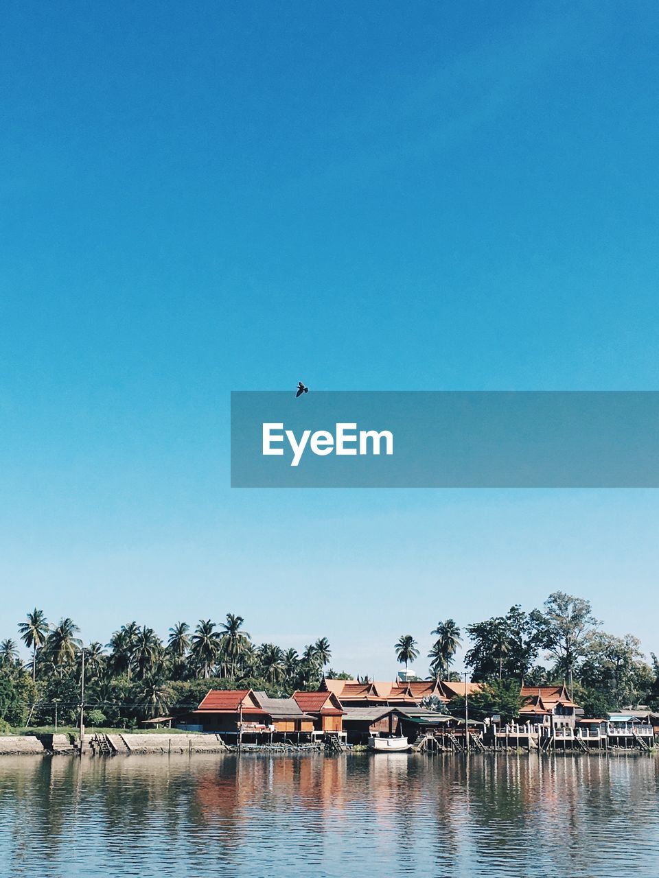 Scenic view of small harbor