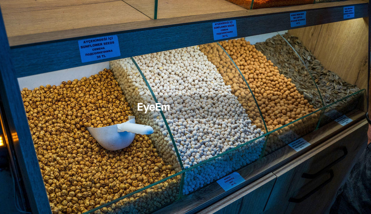 high angle view of food in bowls on table