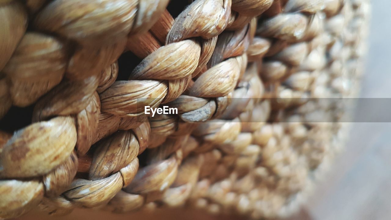 Close-up of whicker basket