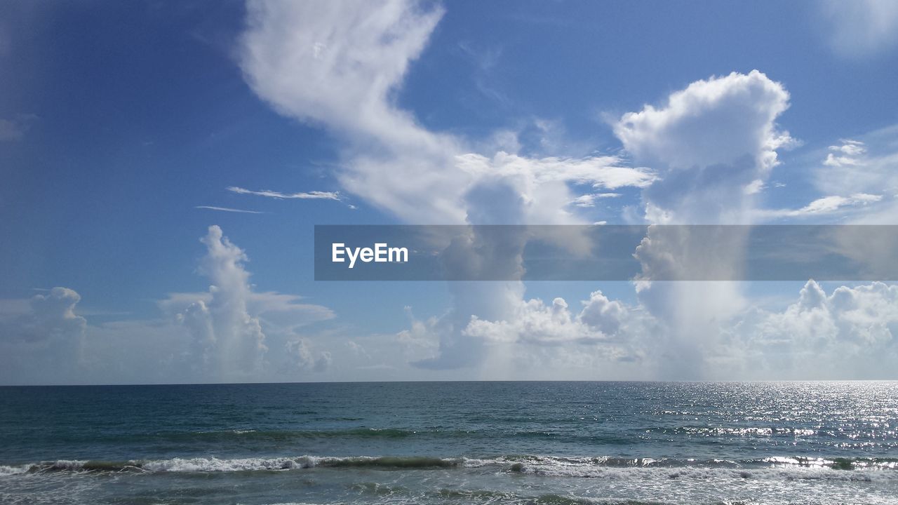 Scenic view of sea against cloudy sky