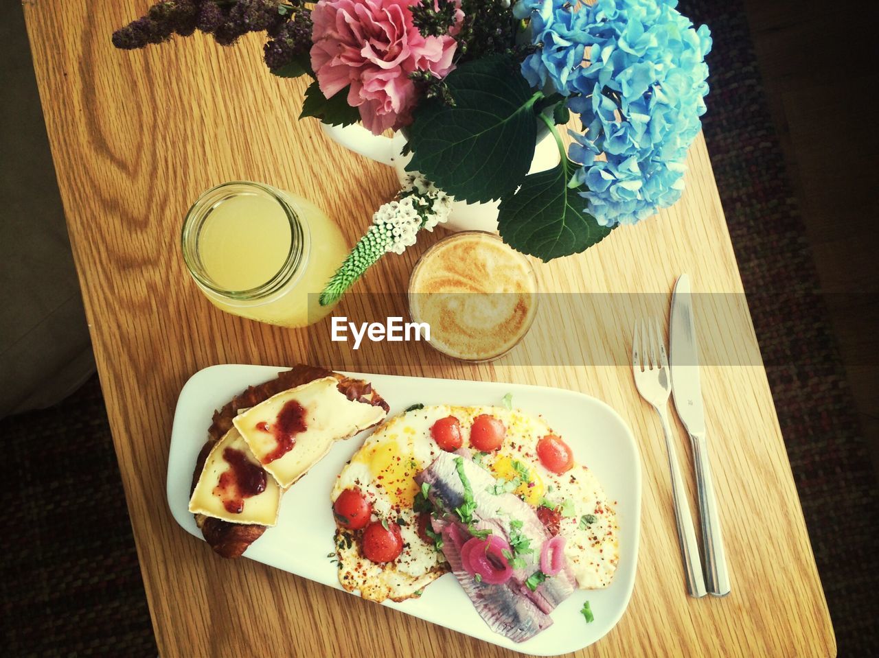 Elevated view of breakfast