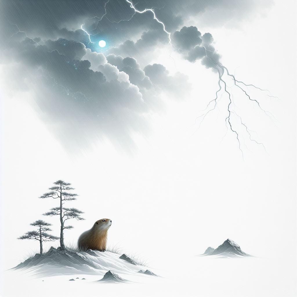cloud, sky, nature, environment, beauty in nature, storm, no people, snow, landscape, tree, lightning, power in nature, winter, wind, scenics - nature, outdoors, cold temperature, animal, communication, animal themes, digital composite