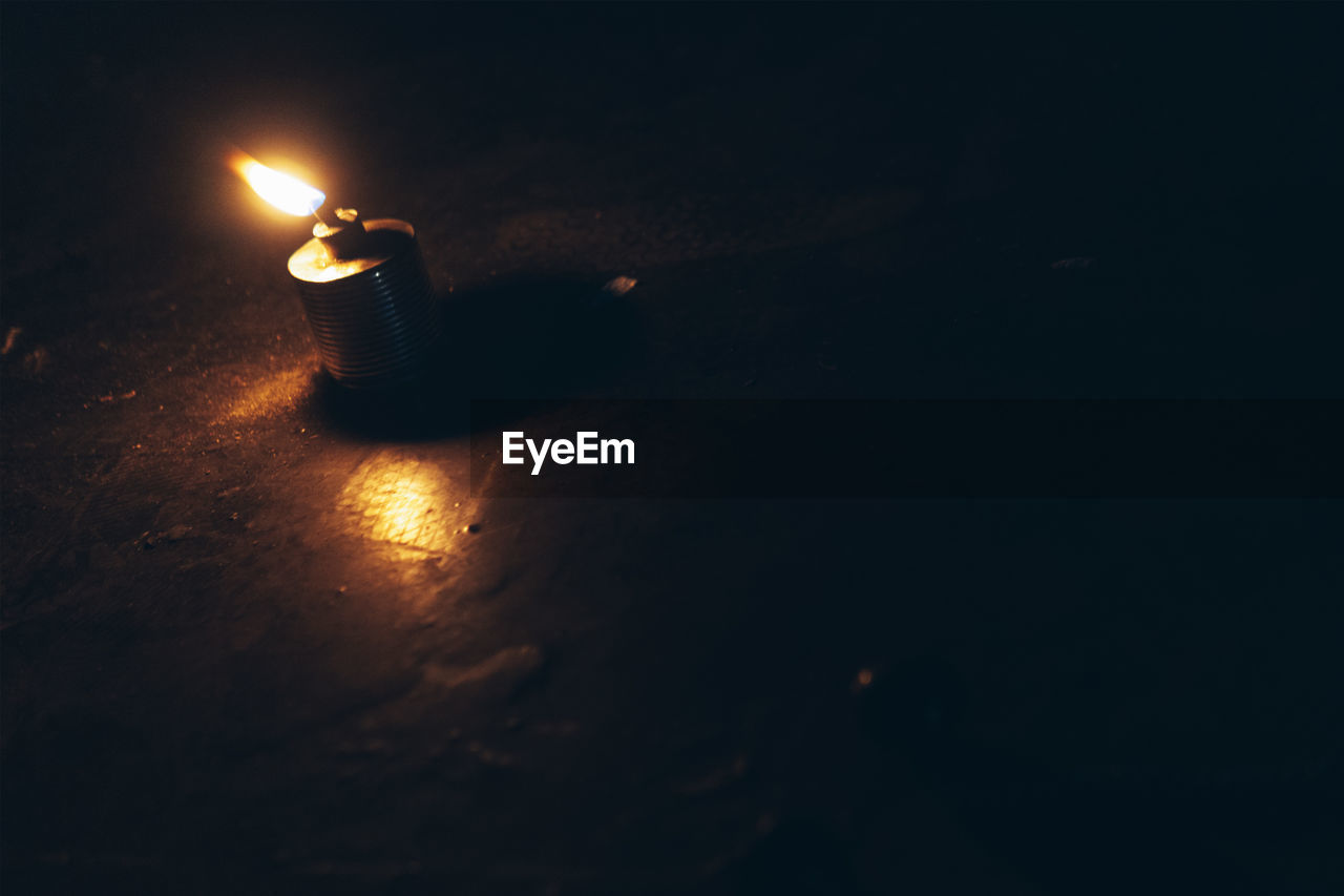High angle view of illuminated lamp on floor
