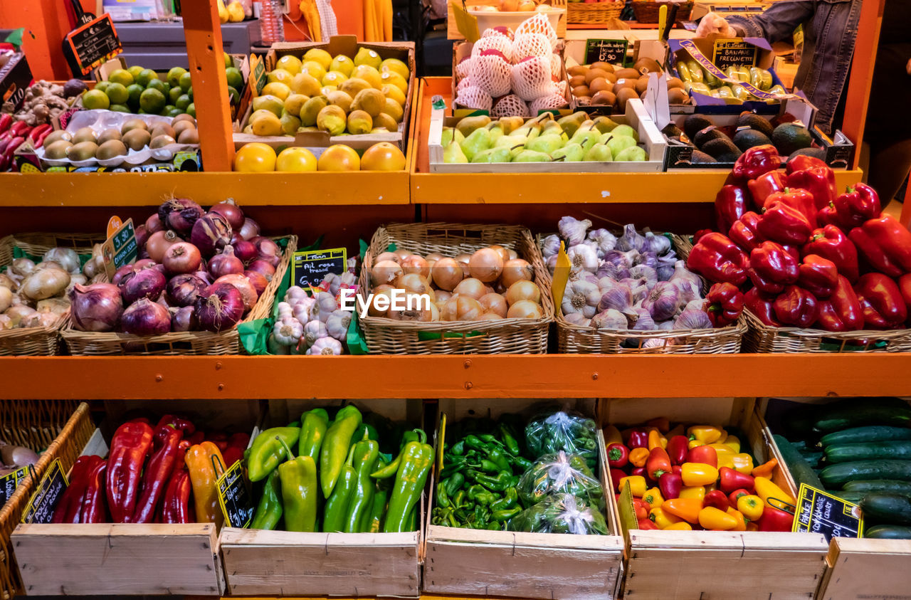 Fruit and vegetable stall at the market in the sud of france