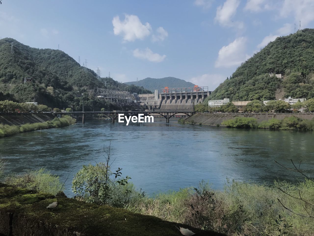 Hydroelectric station over the river 