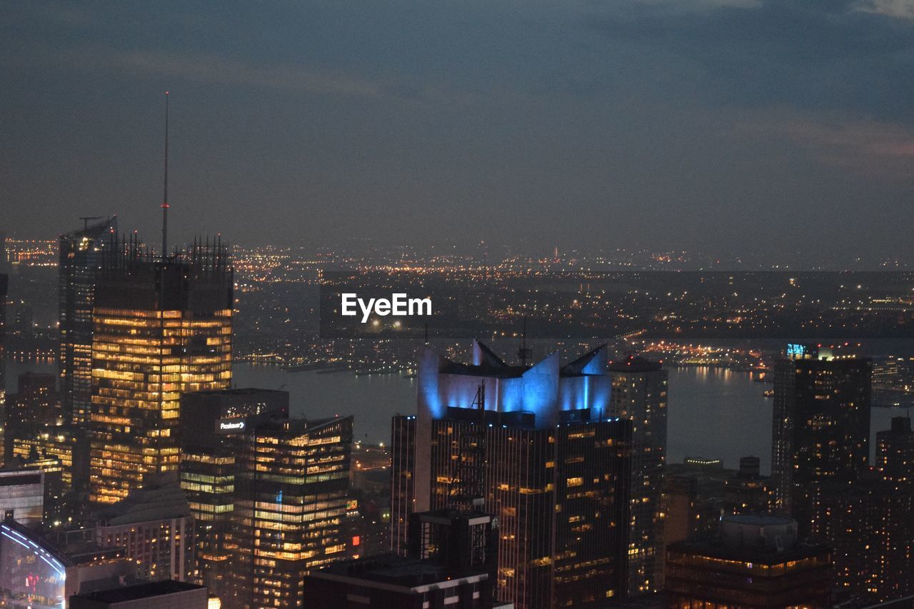 Illuminated cityscape at night