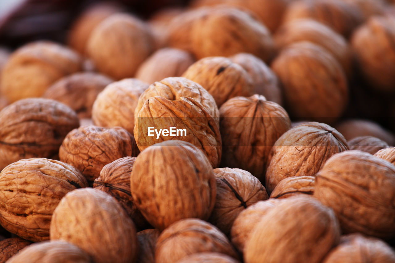 Full frame shot of walnuts