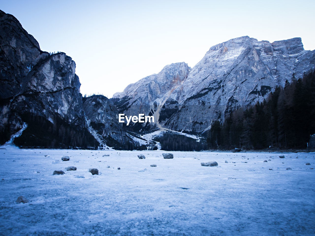 Scenic view of mountains against clear sky