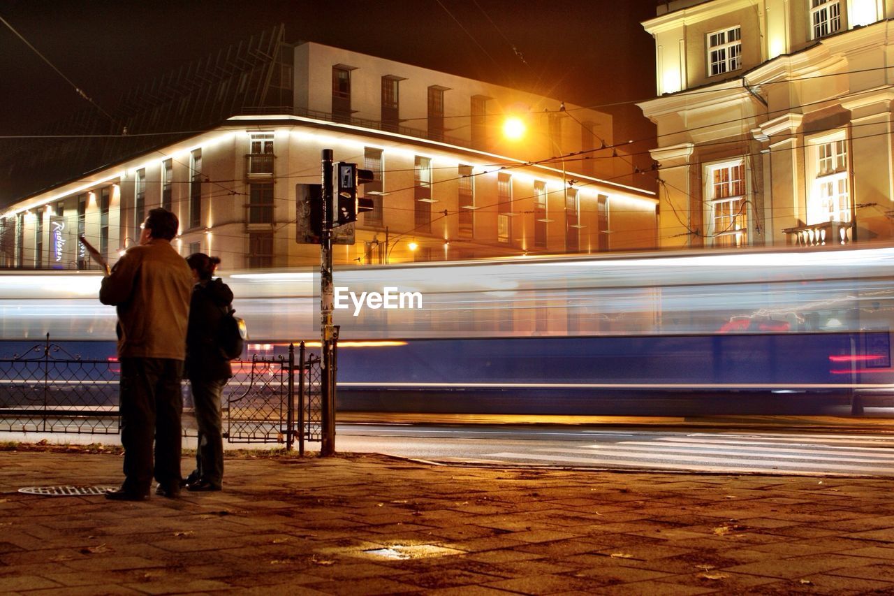 Long exposure of tramway at night