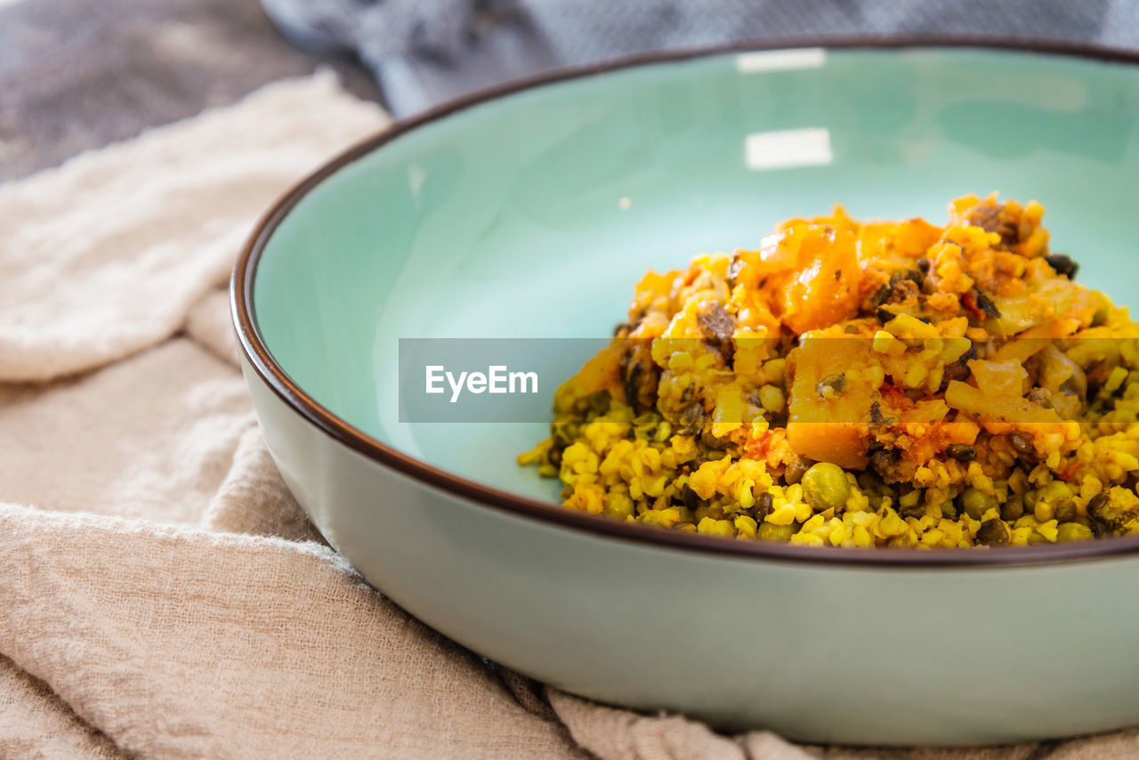 Close-up of food in bowl on table